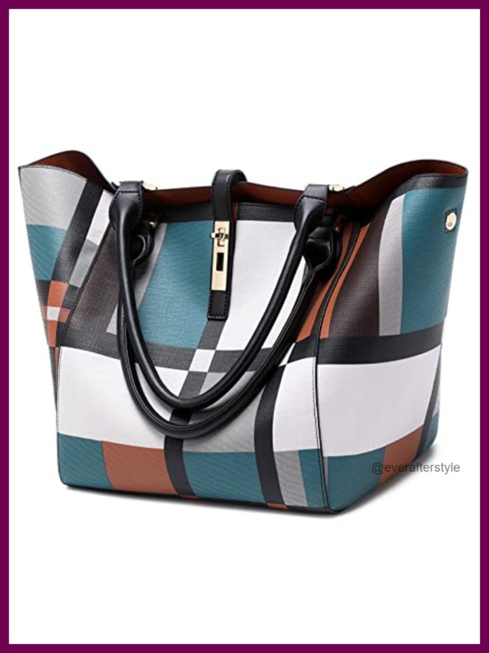 Large Work Tote Bag Women Bucket Purse Vegan Leather Shoulder